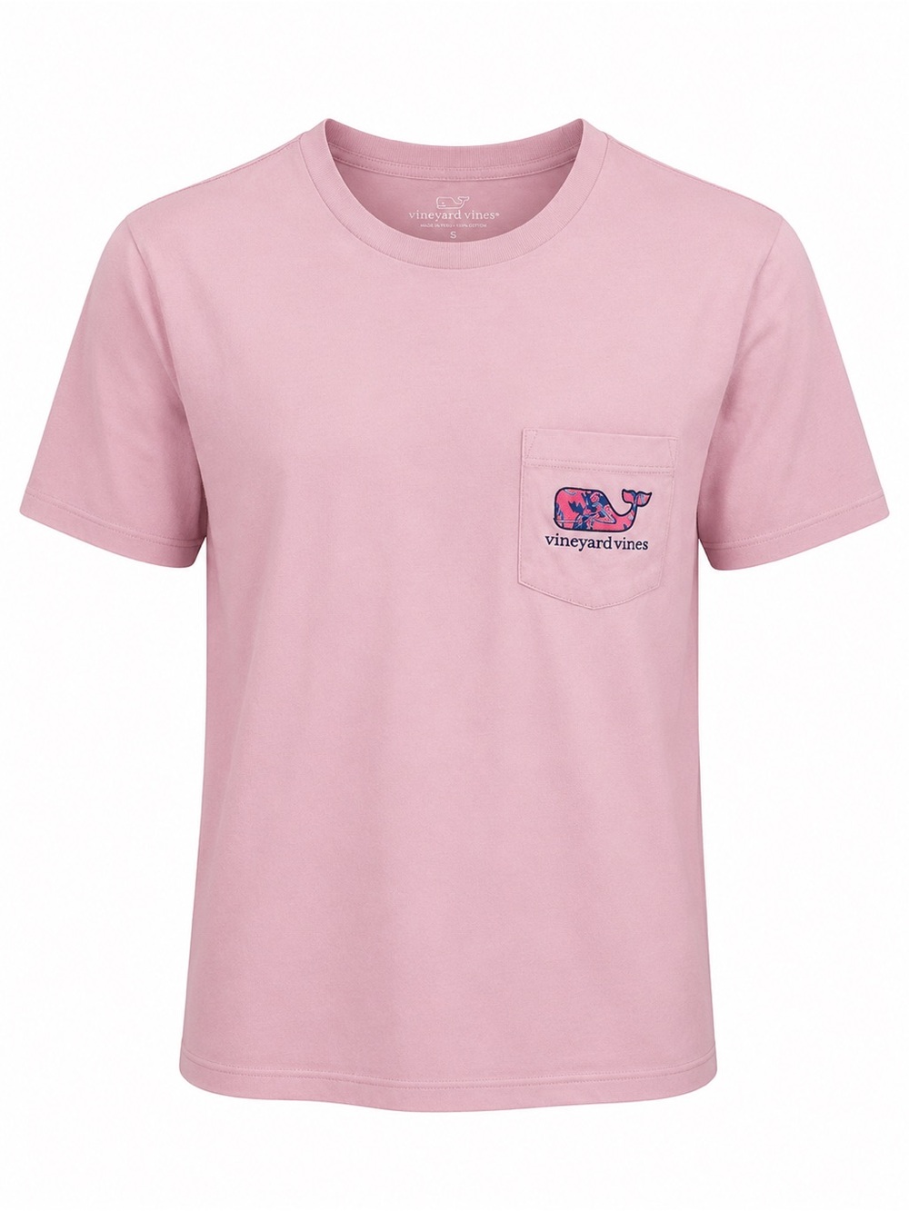 Vineyard Vines Pink Whale Graphic Pocket T-Shirt Size S 100% Cotton